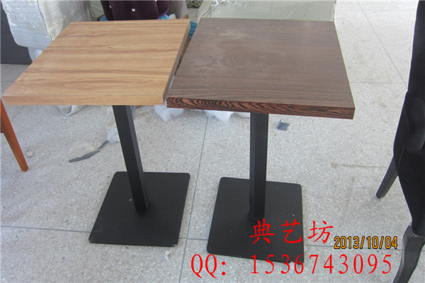 优质水曲柳实木咖啡厅餐桌，黑色铸铁脚桌子KFZ-01
