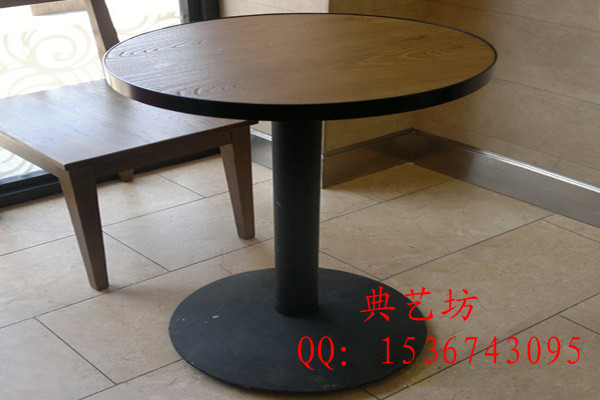厂家批发休闲咖啡厅餐桌，圆形防火板配铸铁脚桌子FZ-12110