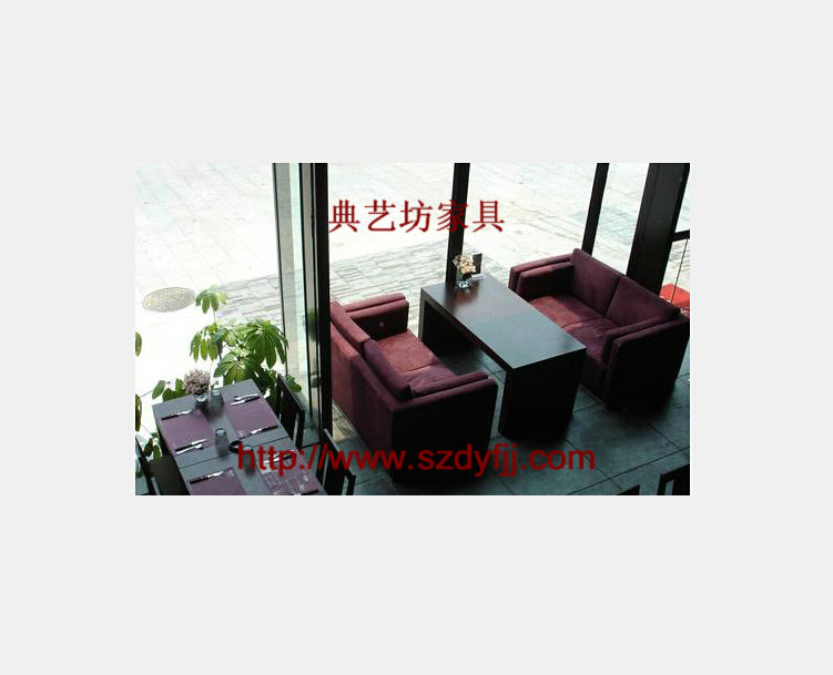 2015款西餐厅家具组合，1+2实木餐桌配布艺沙发d-192