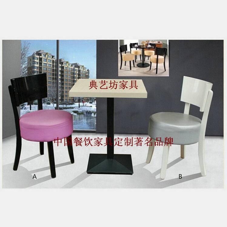 盐田咖啡厅桌椅定做，防火板餐桌配实木软包餐餐椅24-10