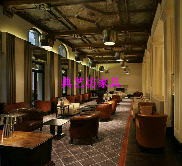 现代咖啡厅布艺卡座沙发