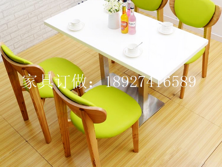 现代咖啡厅水曲柳实木餐桌椅组合